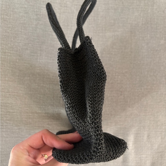 Black Crochet Embroidered Flower Handbag - Picture 6 of 6